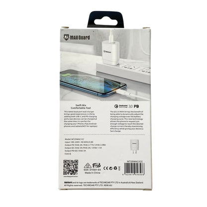 Maxguard Type C & USB Power Adapter Wall Plug (NZ / AUS), With Type C to Type C Cable