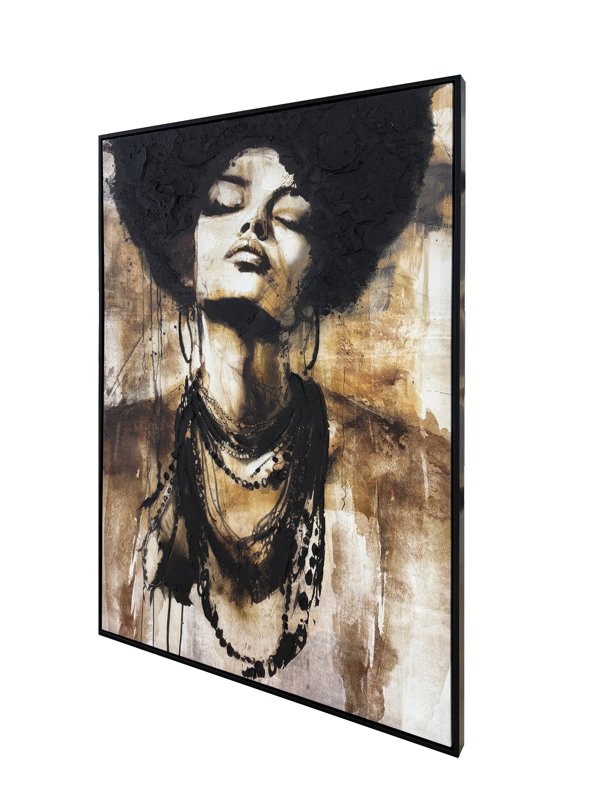 Me Being Afro Hand Painted Framed Canvas Wall Art at online8 furniture store Auckland