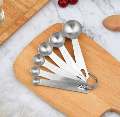 Stainless Steel Measuring Spoons Set 1/8, 1/4, 1/2 & 1 tsp 1/2 & 1 Tbsp