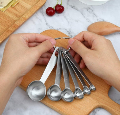 Stainless Steel Measuring Spoons Set 1/8, 1/4, 1/2 & 1 tsp 1/2 & 1 Tbsp