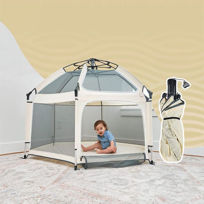 Baby Playpen Kids Tent Carrying Bag Portable Play Yard Toddlers (Beige)