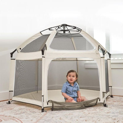 Baby Playpen Kids Tent Carrying Bag Portable Play Yard Toddlers (Beige)