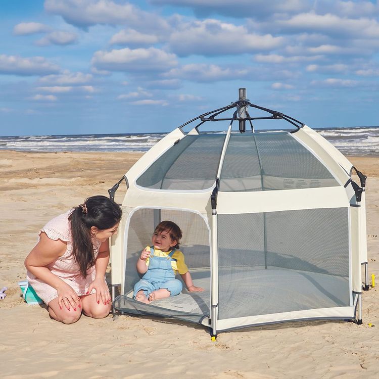 Baby Playpen Kids Tent Carrying Bag Portable Play Yard Toddlers (Beige)