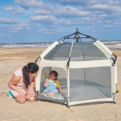Baby Playpen Kids Tent Carrying Bag Portable Play Yard Toddlers (Beige)