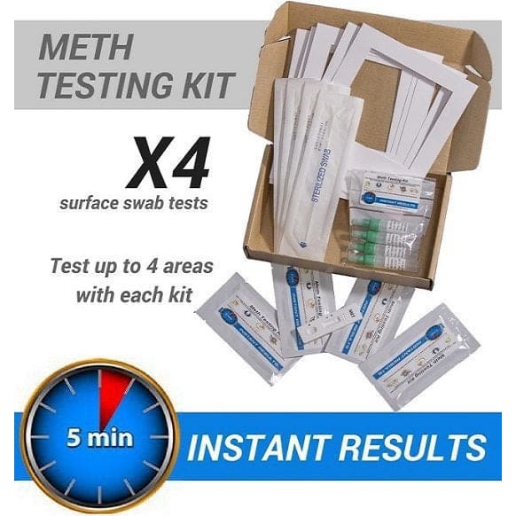 Meth Test Kit - 4 x Instant On-site Test Kits (Recommended for a 1 Bedroom Home)
