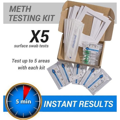 Meth Test Kit - 5 x Instant On-site Test Kits (Recommended for a 2 Bedroom Home)