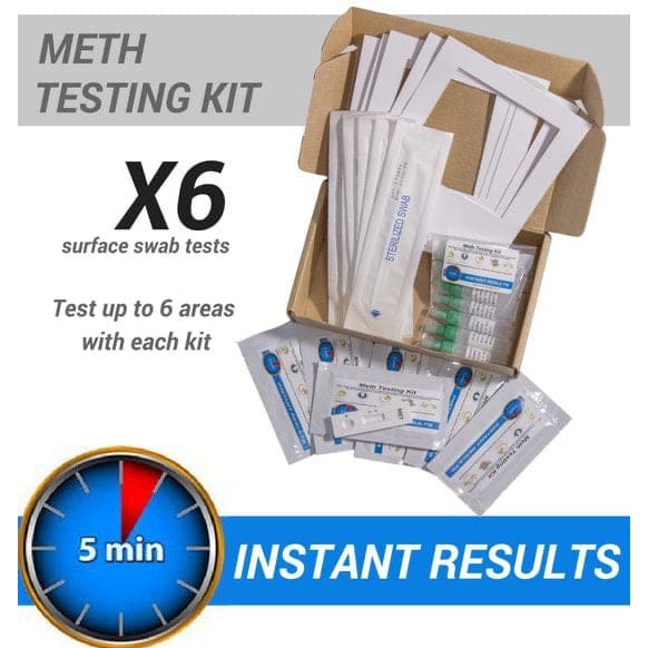 Meth Test Kit - 6 x Instant On-site Test Kits (Recommended for a 3 Bedroom Home)