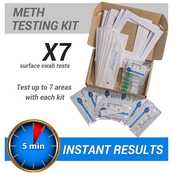 Meth Test Kit - 7 x Instant On-site Test Kits (Recommended for a 4 Bedroom Home)