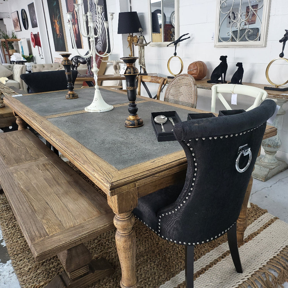 Miami Dining Chair - Black Chenille at online8 furniture store Auckland