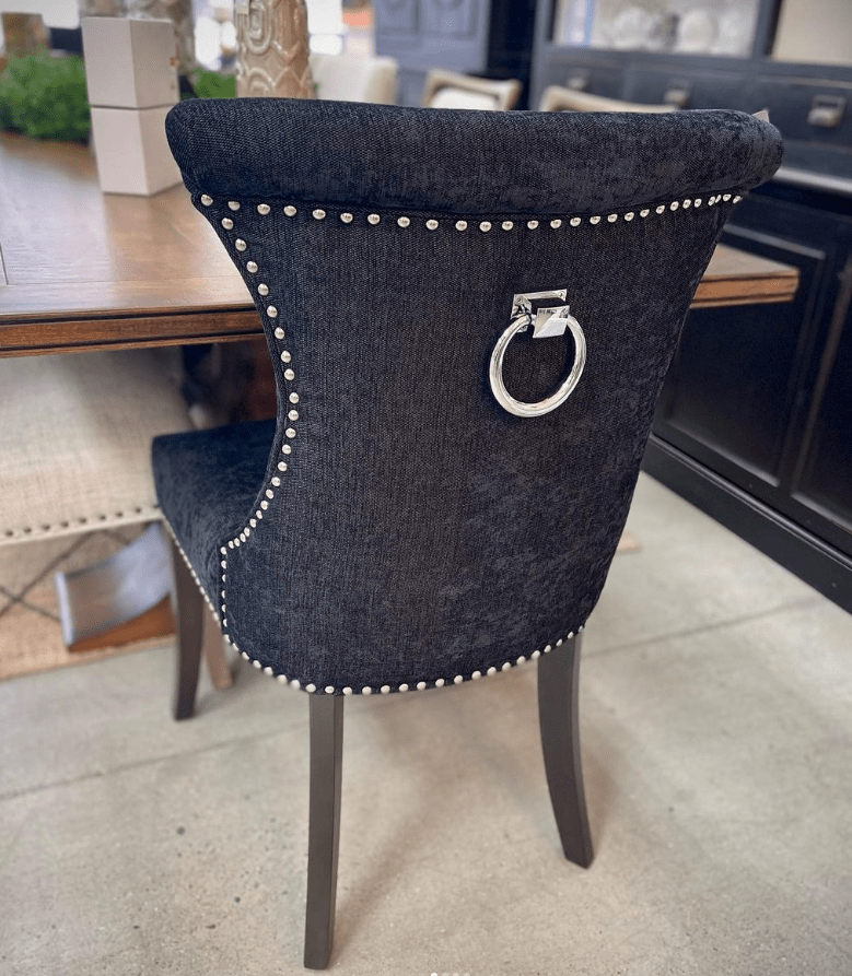 Miami Dining Chair - Black Chenille at online8 furniture store Auckland