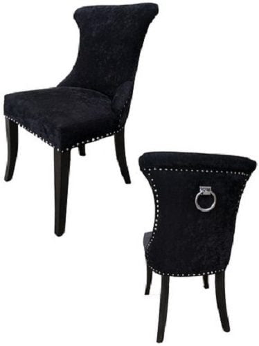 Miami Dining Chair - Black Chenille at online8 furniture store Auckland