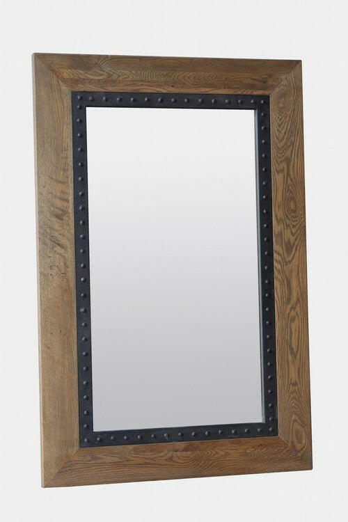 Online8 Oak Wall/Floor Mirror Iron Frame Mirrors