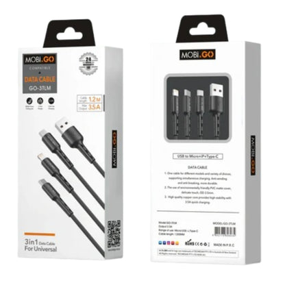 Mobigo 1.2m 3 in 1 cable GO3TLM