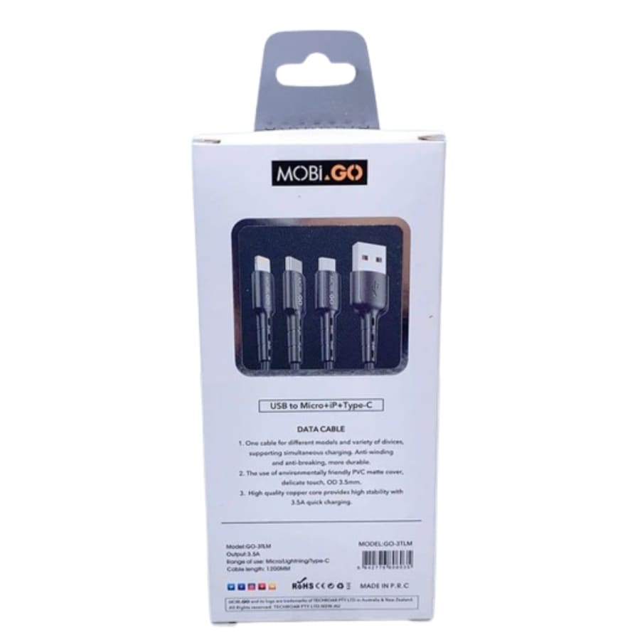 Mobigo 1.2m 3 in 1 cable GO3TLM