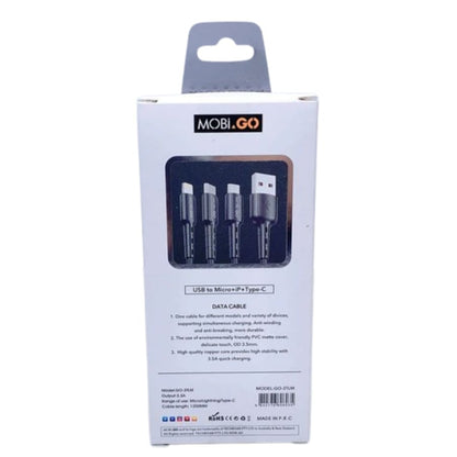 Mobigo 1.2m 3 in 1 cable GO3TLM