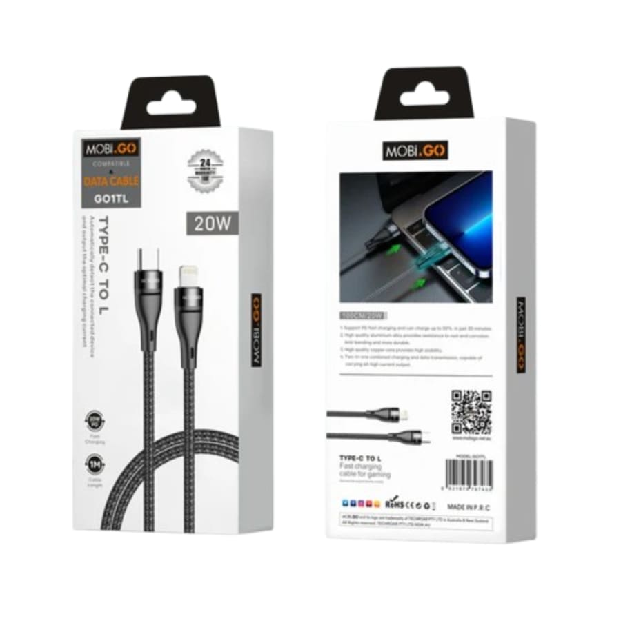 Mobigo 1m 20W Type-C to Lightning cable GO1TL