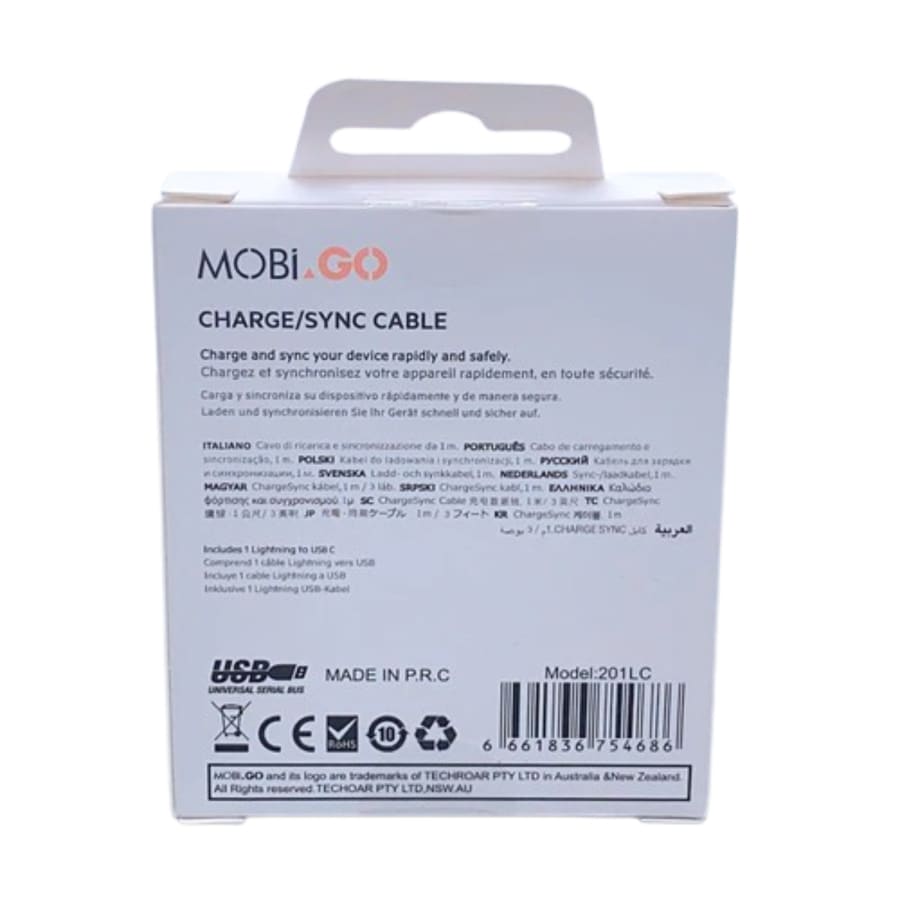 Mobigo 1m PD 20W Type-C to Lightning Cable 201LC/GO201TL