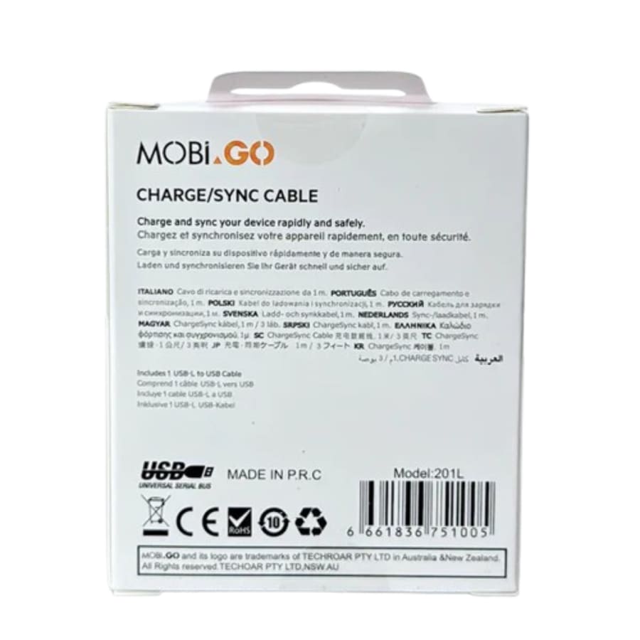 Mobigo 1m USB-A to Lightning cable 201L