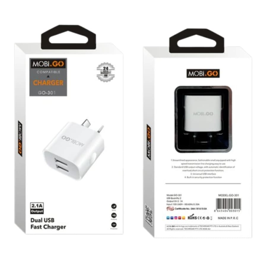Mobigo 2.1A wall charger GO301
