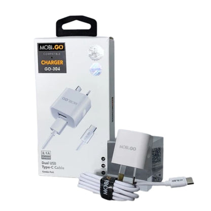 Mobigo 2.1A wall charger with USB-A to C combo GO304