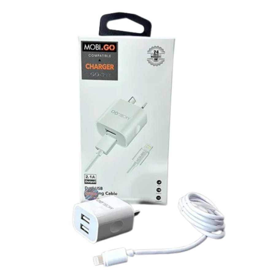 Mobigo 2.1A wall charger with USB-A to Lightning combo GO302