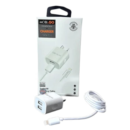 Mobigo 2.1A wall charger with USB-A to Lightning combo GO302