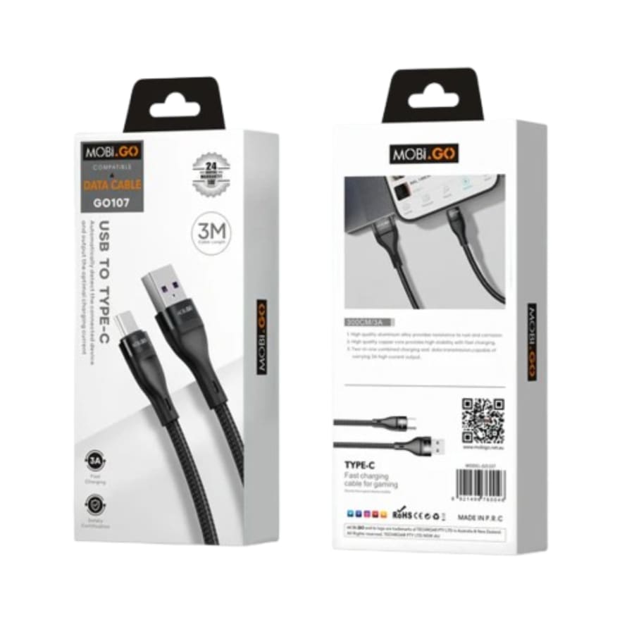 Mobigo 3m USB-A to C cable GO107
