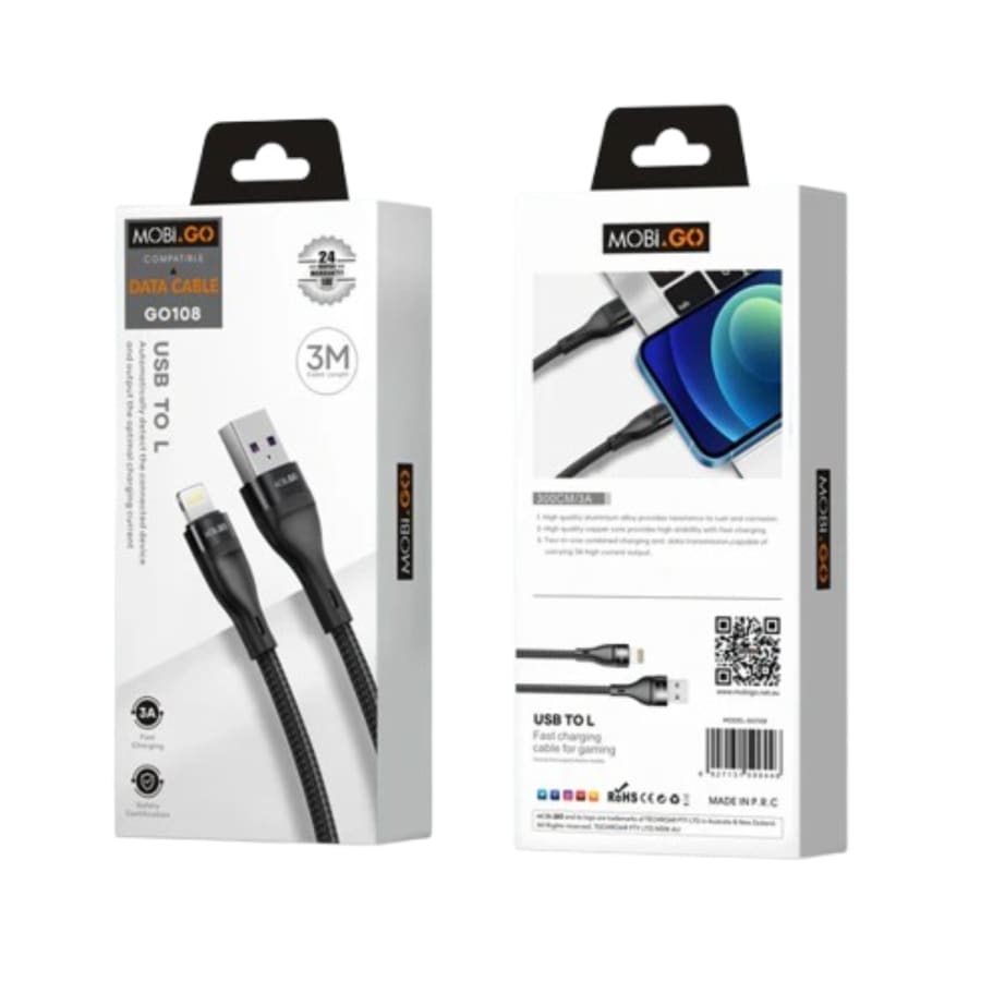 Mobigo 3m USB-A to Lightning cable GO108