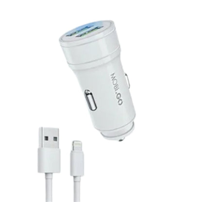 Mobigo Dual USB Car Charger With Lightning Cable GO221L