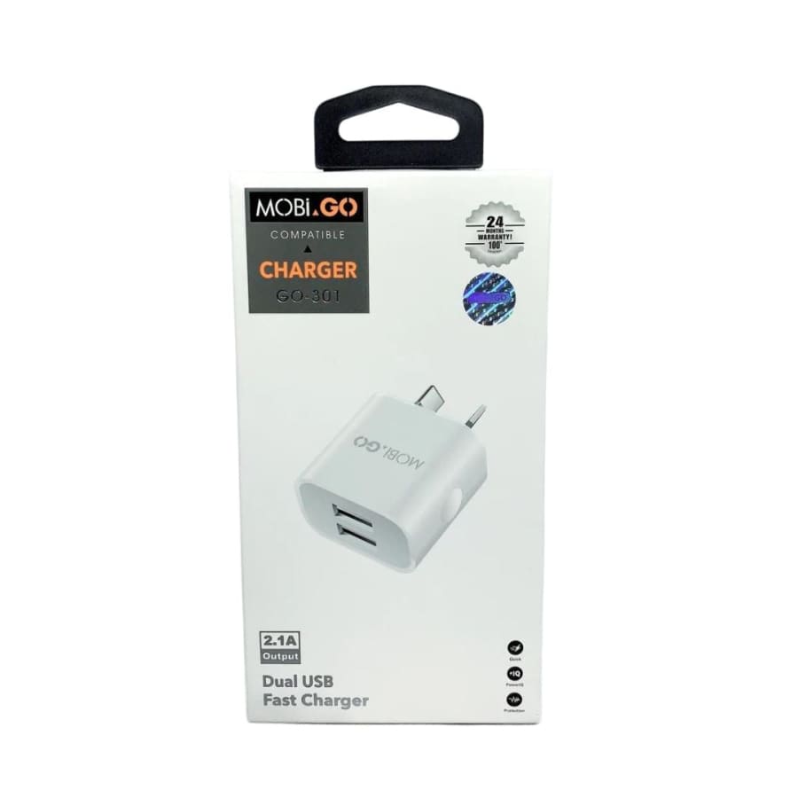 Mobigo Dual USB Power Adapter Wall Plug (NZ / AUS)