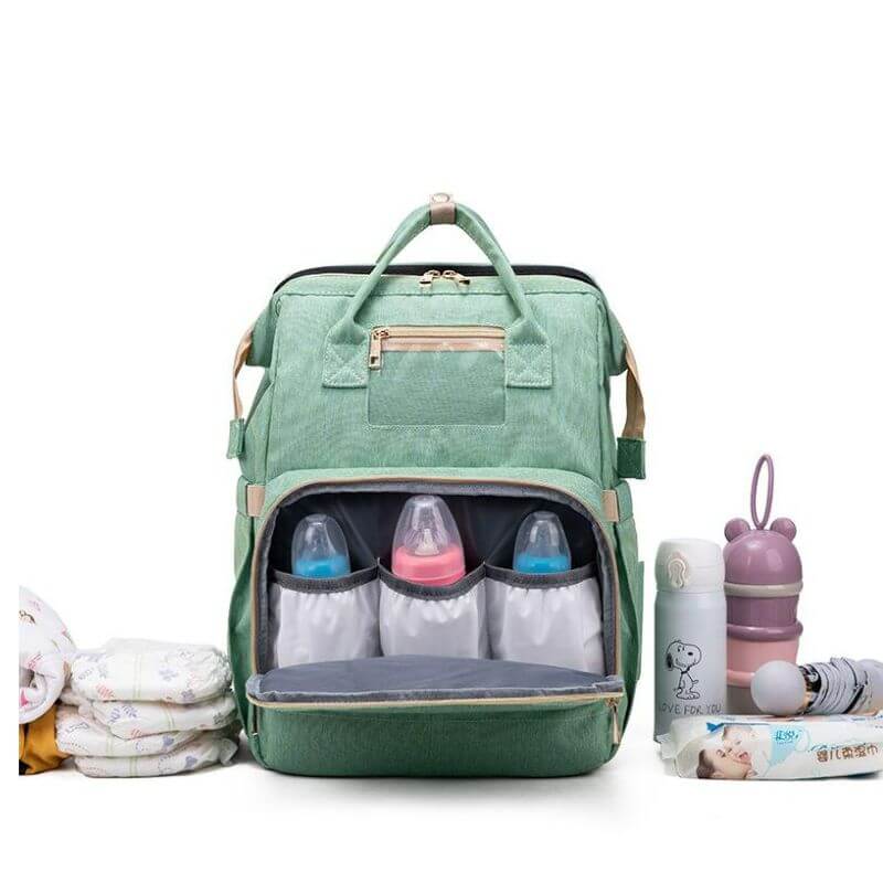 New Nappy Diaper Bag & Travel Crib-Light Green