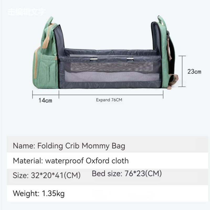 New Nappy Diaper Bag & Travel Crib-Light Green