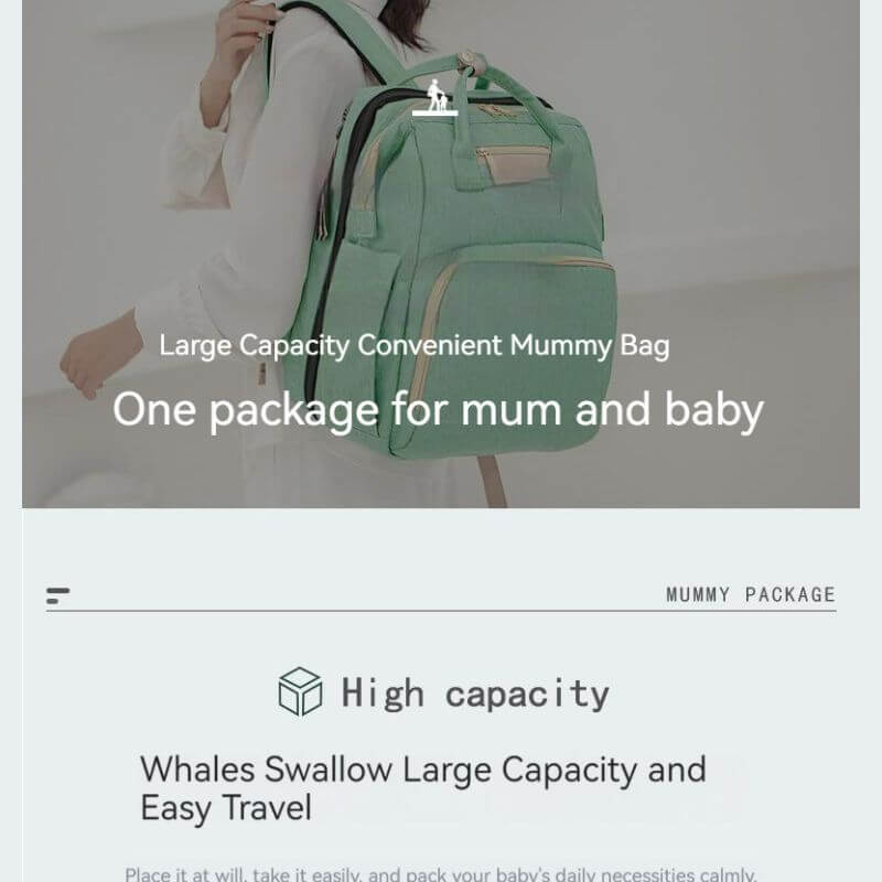 New Nappy Diaper Bag & Travel Crib-Light Green