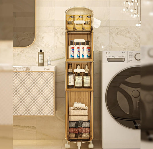 Narrow Gap Storage Cabinet Bathroom Toilet Paper Holder Stand with Cabinet