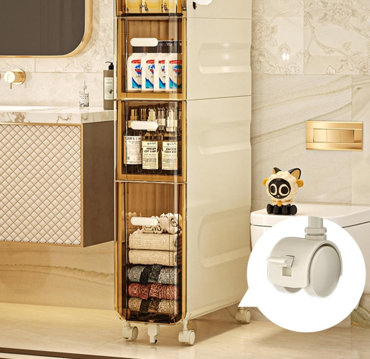 Narrow Gap Storage Cabinet Bathroom Toilet Paper Holder Stand with Cabinet