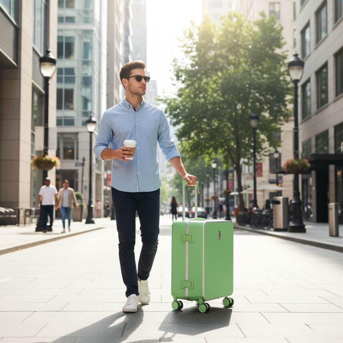Carry On Luggage – Hard Shell Cabin Suitcase for Short Travel | Nordiva Classic | 55 cm | Green