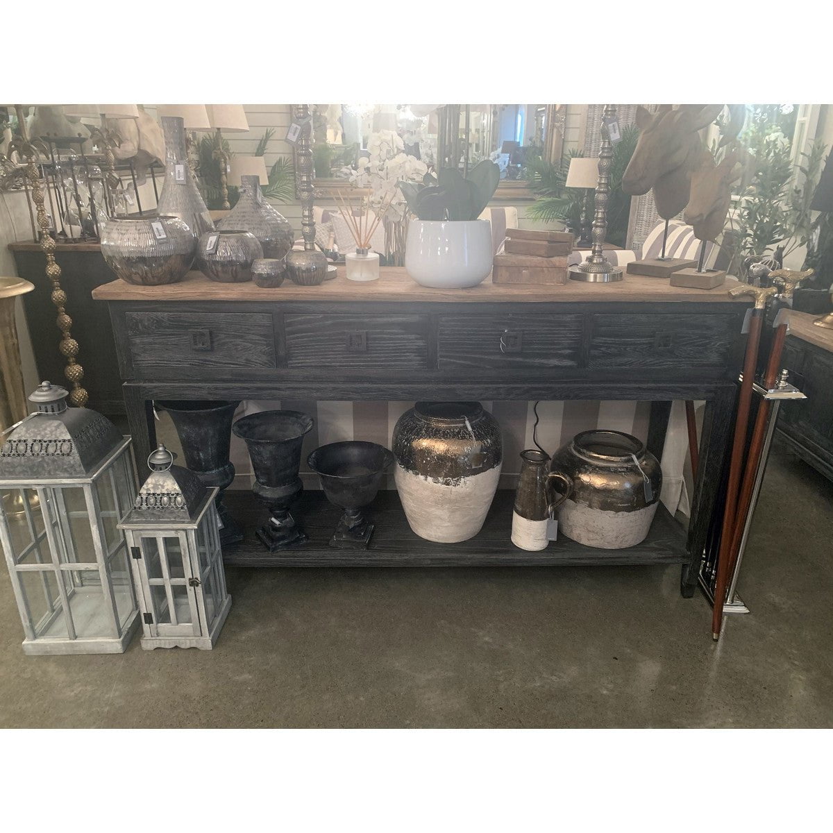 Online8 Oak Console Table - 4 Drawer with Shelf