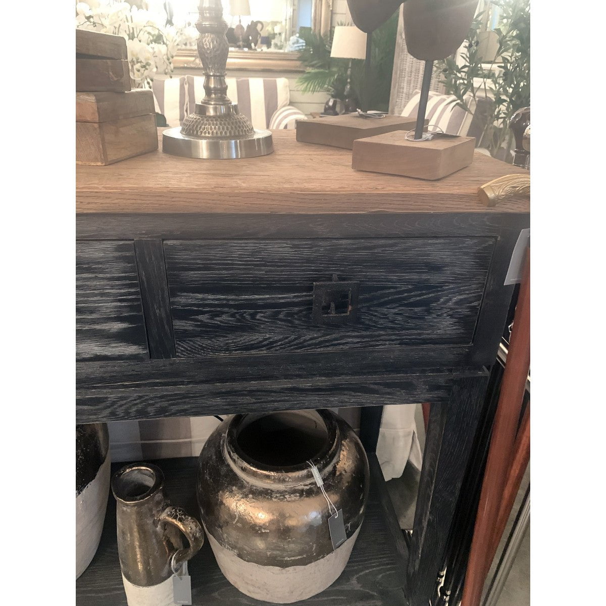 Online8 Oak Console Table - 4 Drawer with Shelf