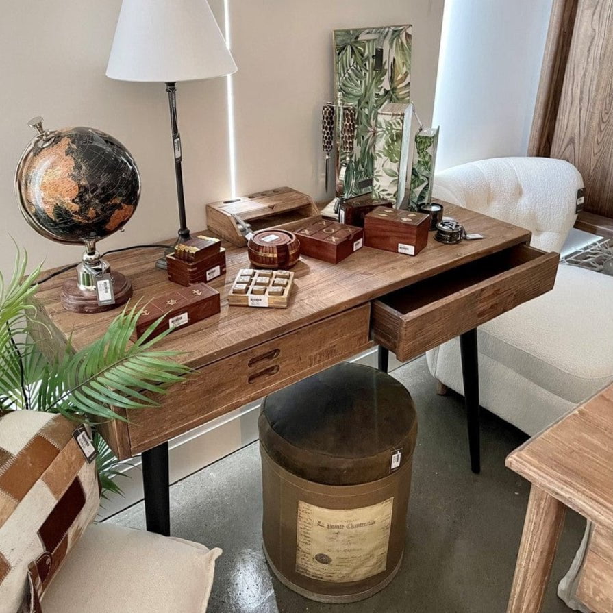 Old Elm 2 Drawer Writing Desk at online8 furniture store Auckland