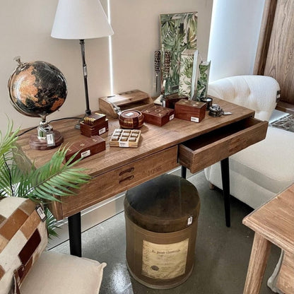 Old Elm 2 Drawer Writing Desk at online8 furniture store Auckland