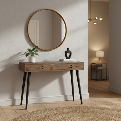 Old Elm 2 Drawer Writing Desk | Console Table