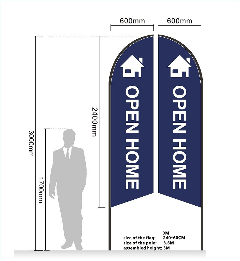 Open-Home Pre-print Double Sided Feather Banner Flag Business Commersial