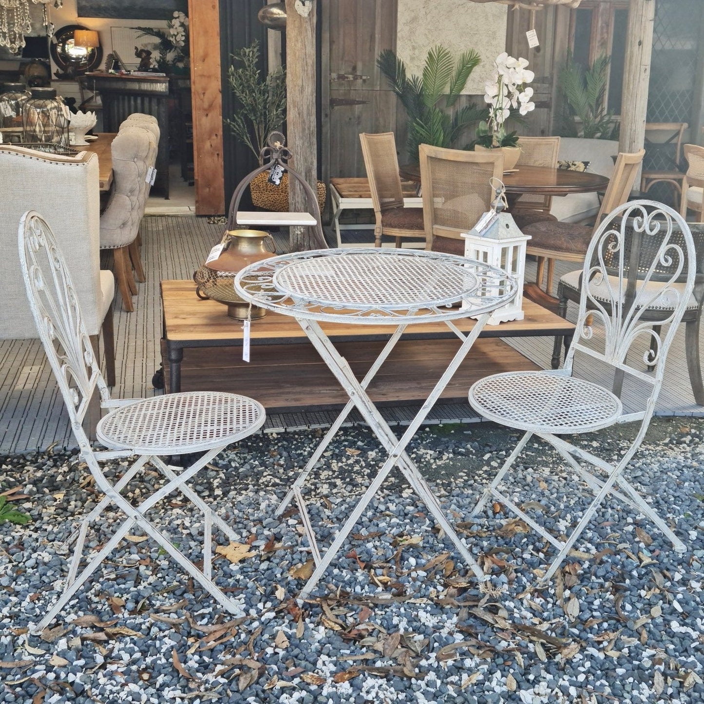 Online8 Outdoor Café Set - Antique White Outdoor Furniture