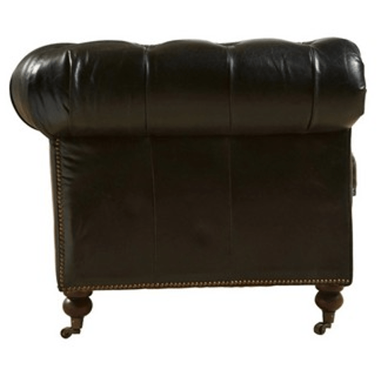 Oxford Chesterfield Aged Leather Armchair - Belon Black at online8 furniture store Auckland