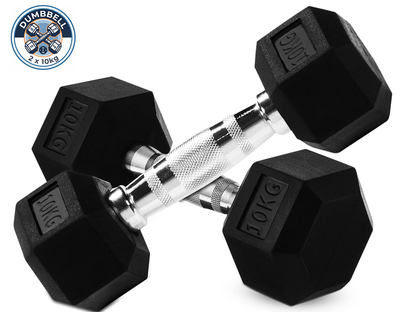 Dumbbell Set - 2 x 10kg Hex Weights