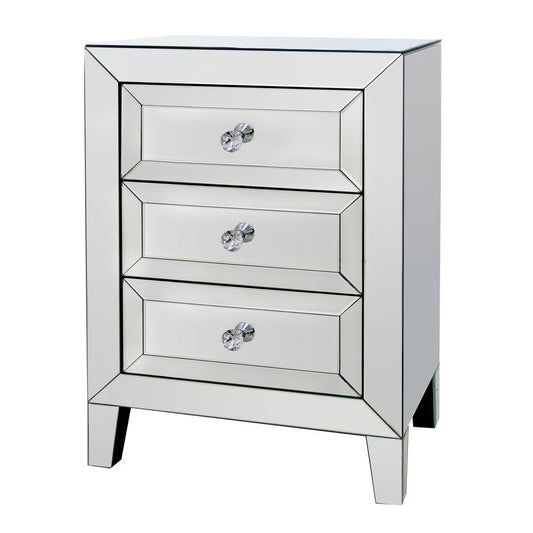 Palisade 3 Drawer Mirrored Bedside Table at online8 furniture store Auckland