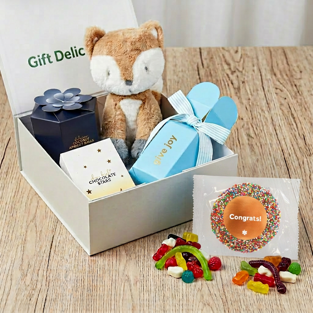 Congratulations Plush Fox Treat Gift Box