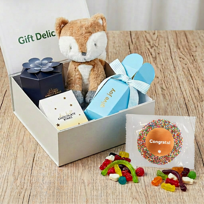 Congratulations Plush Fox Treat Gift Box