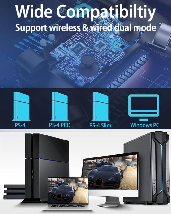 Premium Wireless PS4 Controller Navy Blue | Bluetooth Gamepad for PS4 & PC