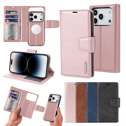 Compatible with Phone 17 Air Hanman Miro Leather 2-in-1 Wallet Case with Magnetic Back